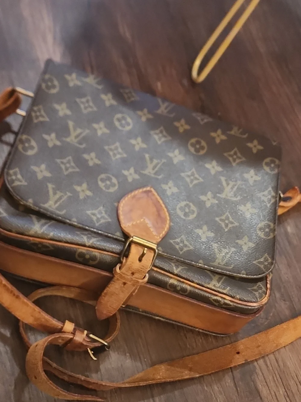 Brown Monogram Leather Crossbody Bag